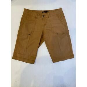 PrAna Khaki/Tan Stretchy Larissa Knicker Shorts Sz 6 Cotton Casual Pockets